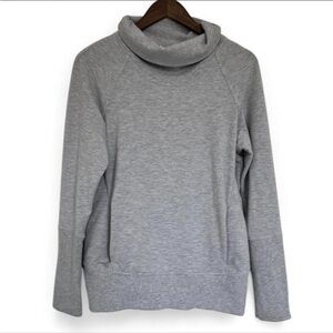 Sz 6 Lululemon Athletica Gray Comfy Soft Knit Cowl Neck Pullover Sweater Pockets